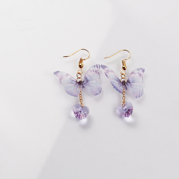 Simple purple butterfly earrings