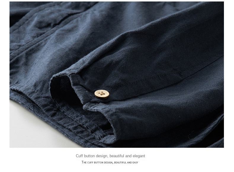 Spring and autumn linen men’s casual simple jacket loose stand collar jacket