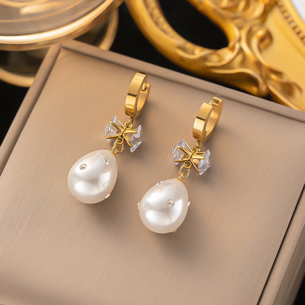 Stainless steel earrings niche Baroque pearl jewelry