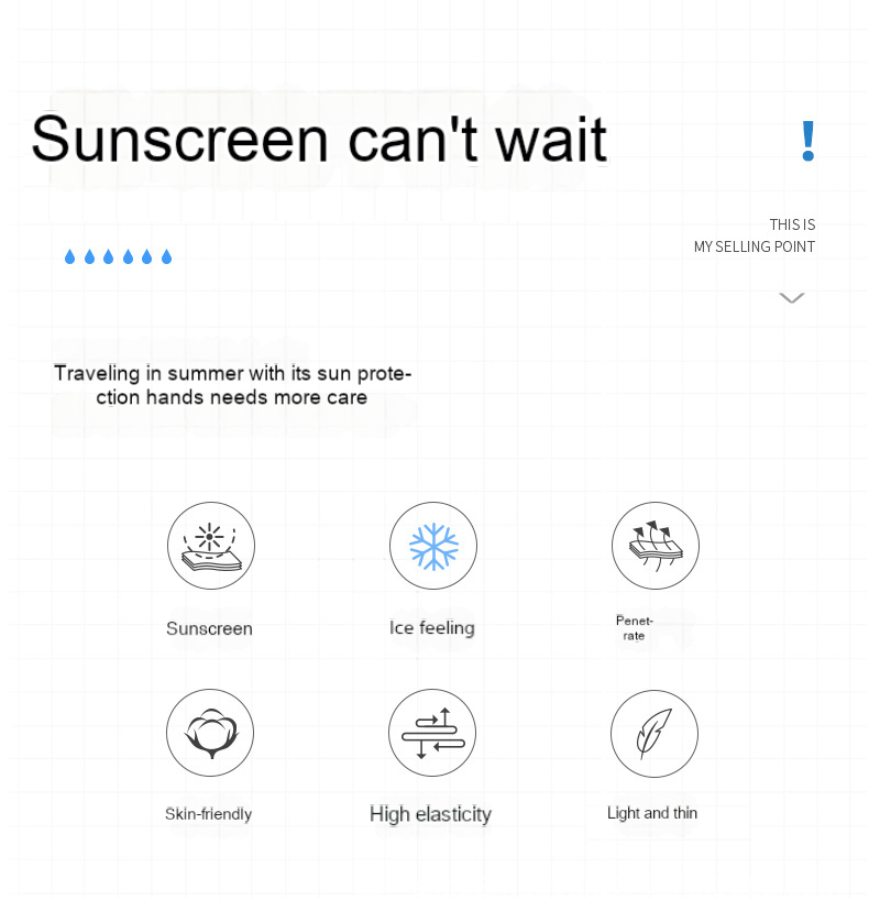 Thin clamshell sunscreen gloves for summer