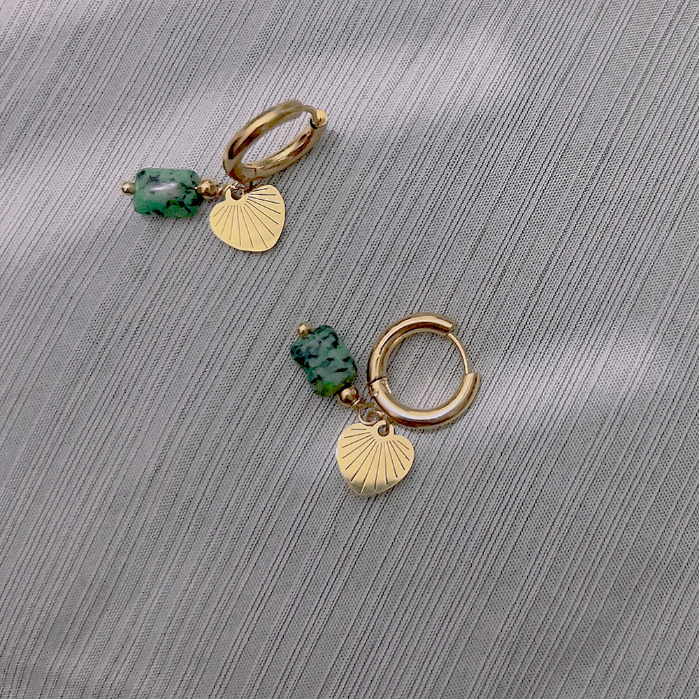 Titanium steel gold-plated natural stone earrings octet star turquoise earrings