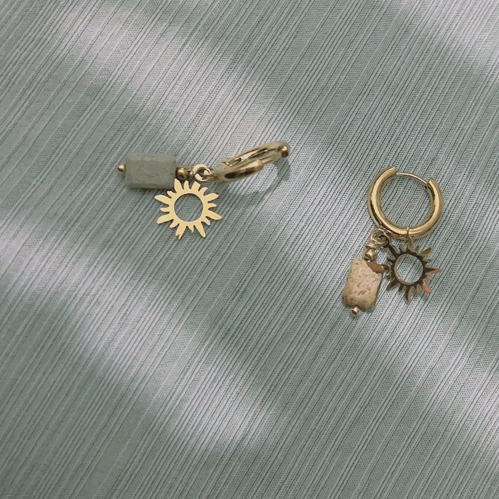 Titanium steel gold-plated natural stone earrings octet star turquoise earrings