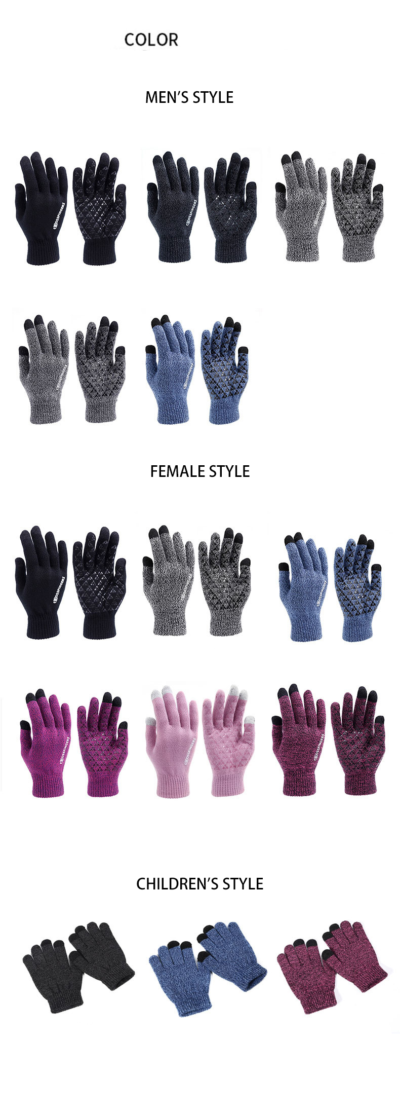 Touch screen Magic gloves with fleece thickened warm knit gloves