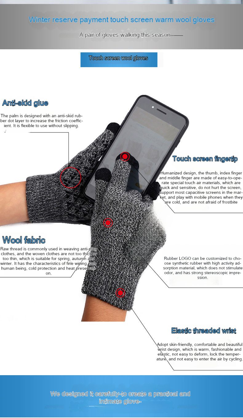 Touch screen Magic gloves with fleece thickened warm knit gloves