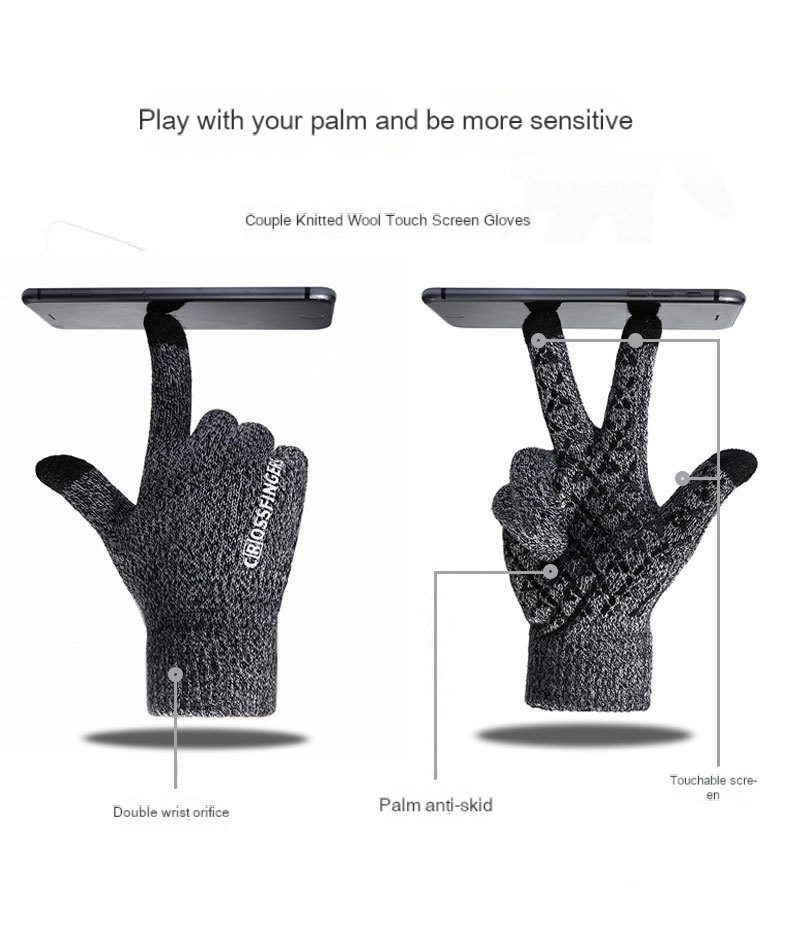 Touch screen Magic gloves with fleece thickened warm knit gloves