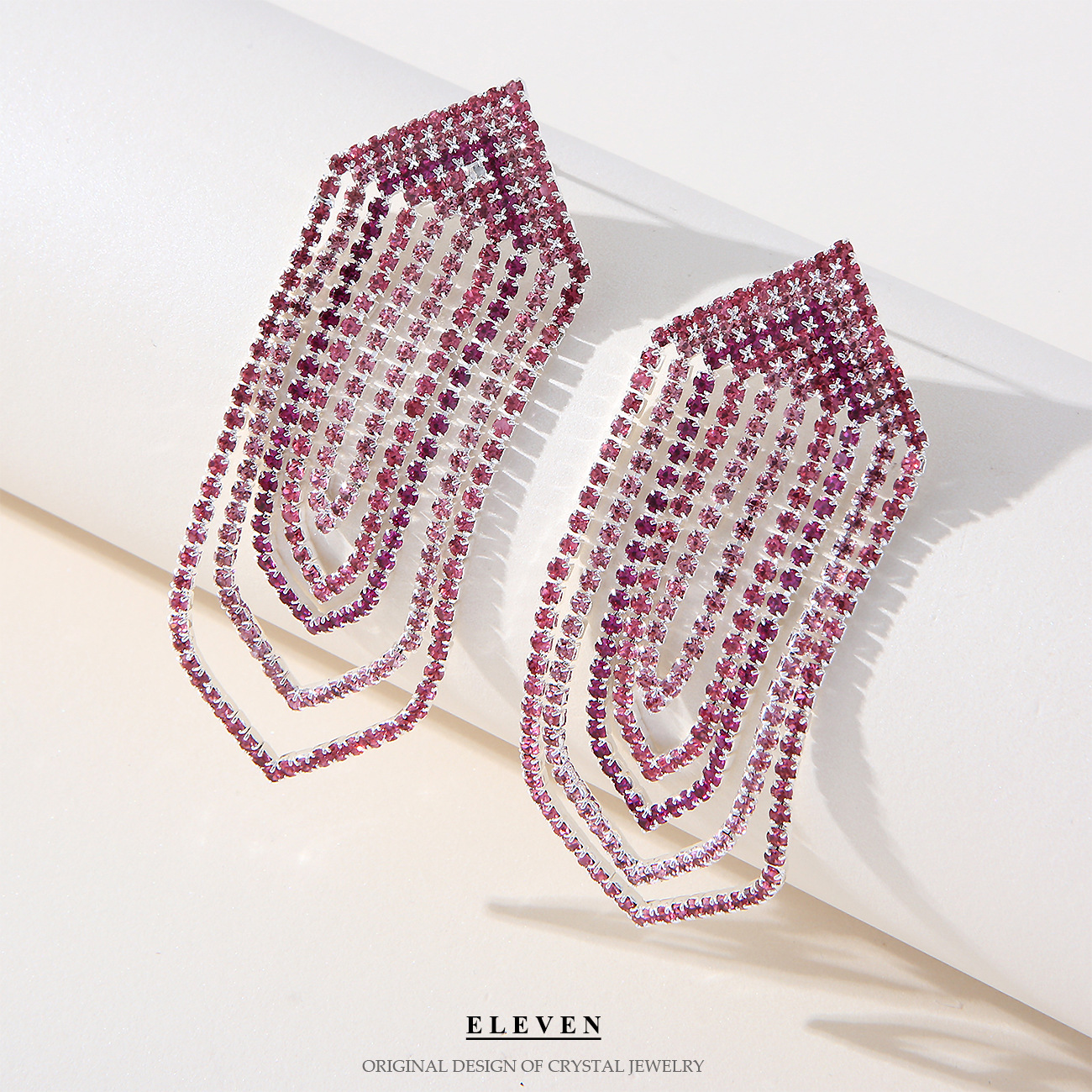 Ultra light luxe fringe chain full of diamond stud earrings