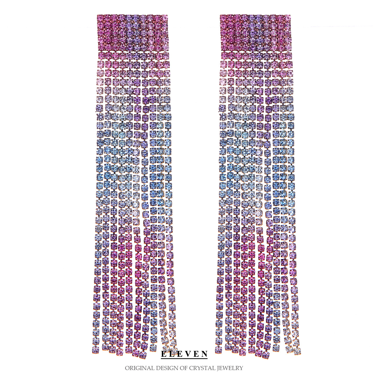 Ultra light luxe fringe chain full of diamond stud earrings