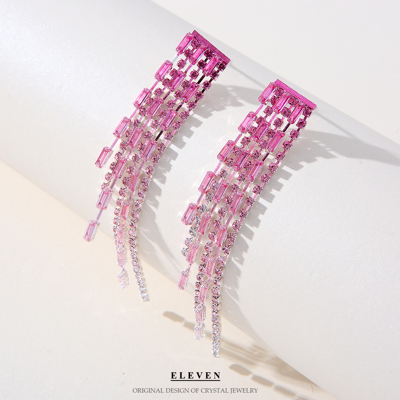 Ultra light luxe fringe chain full of diamond stud earrings