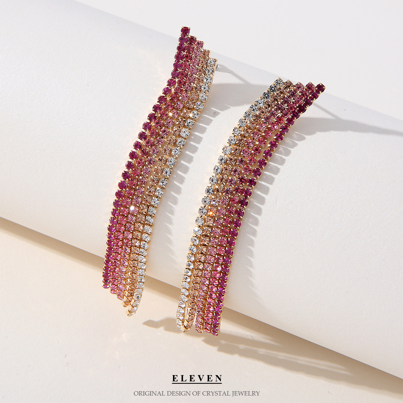 Ultra light luxe fringe chain full of diamond stud earrings