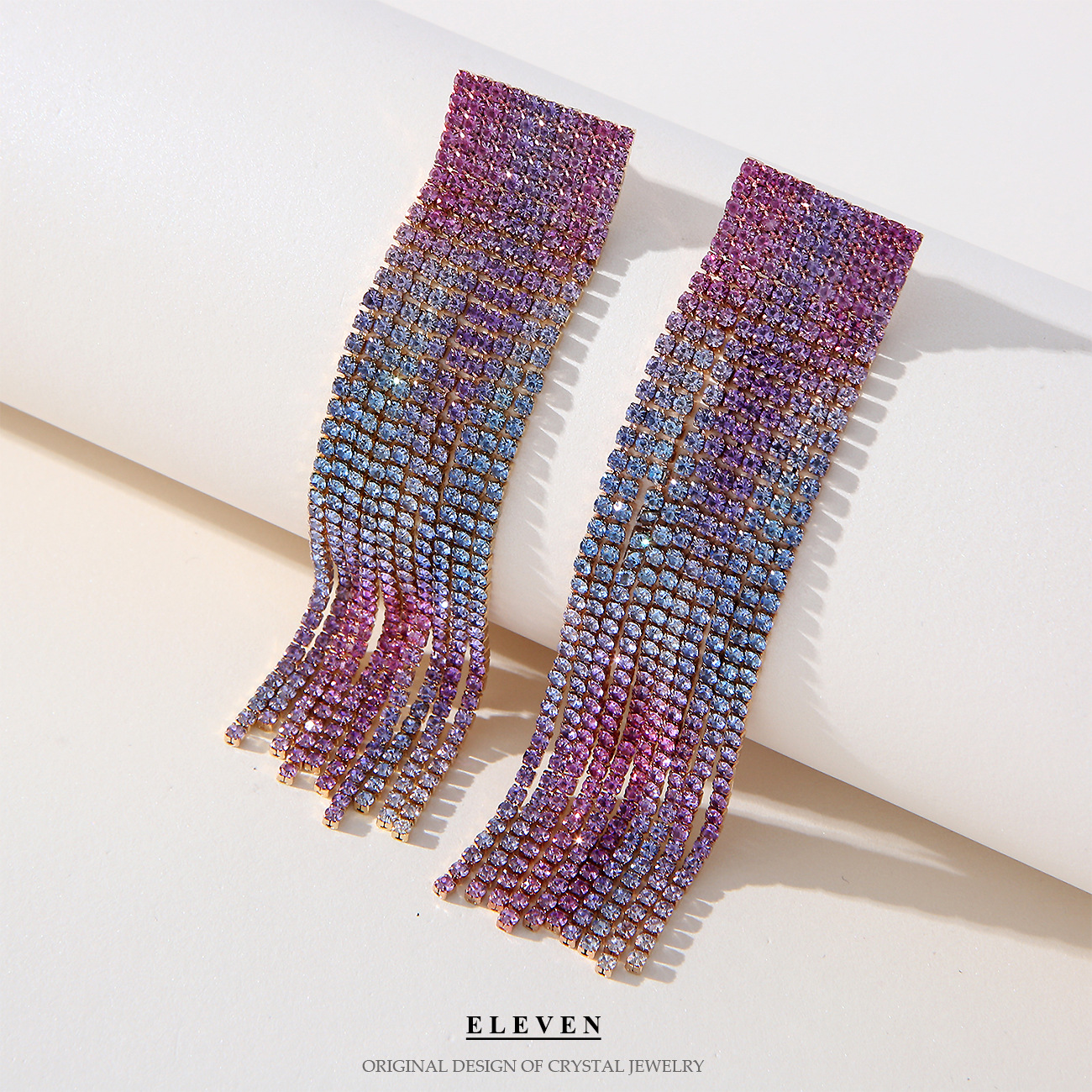 Ultra light luxe fringe chain full of diamond stud earrings