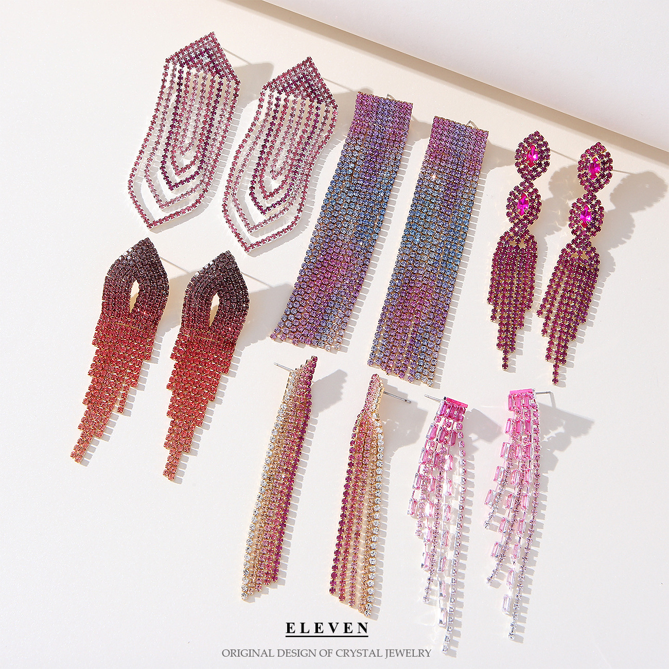 Ultra light luxe fringe chain full of diamond stud earrings