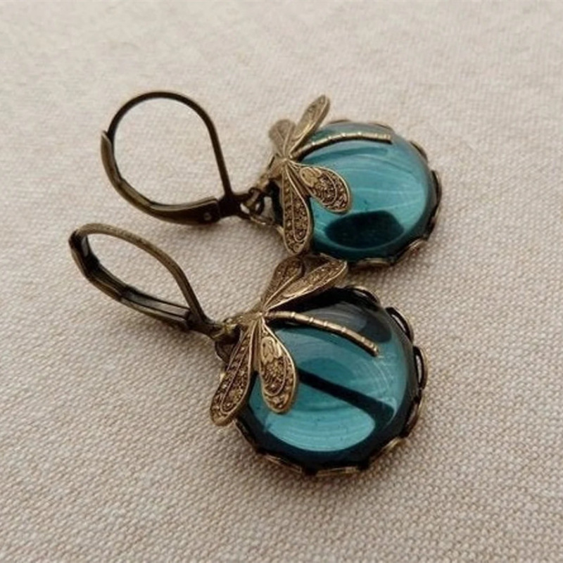 Vintage dragonfly earrings for old moonstone lady earrings