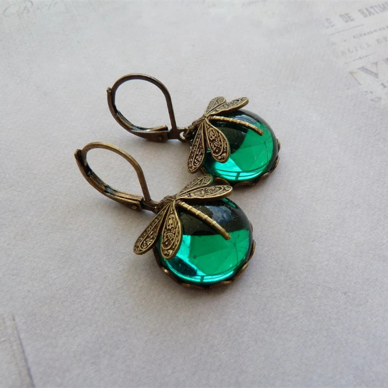 Vintage dragonfly earrings for old moonstone lady earrings