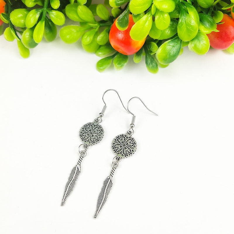 Vintage turquoise earrings with silver fringe