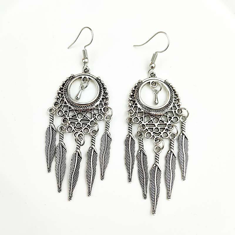 Vintage turquoise earrings with silver fringe