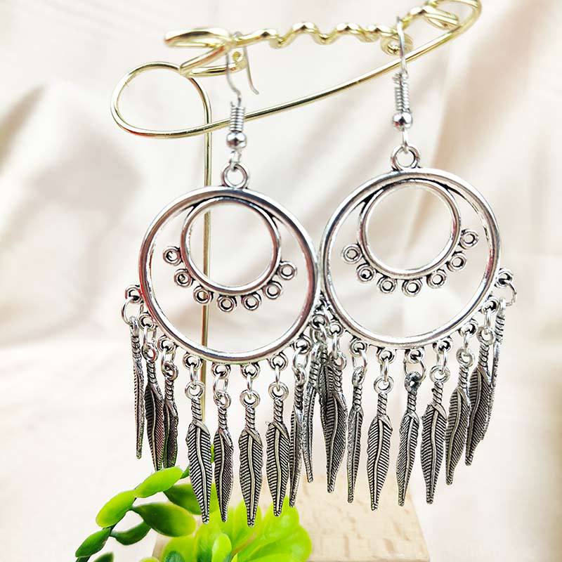 Vintage turquoise earrings with silver fringe