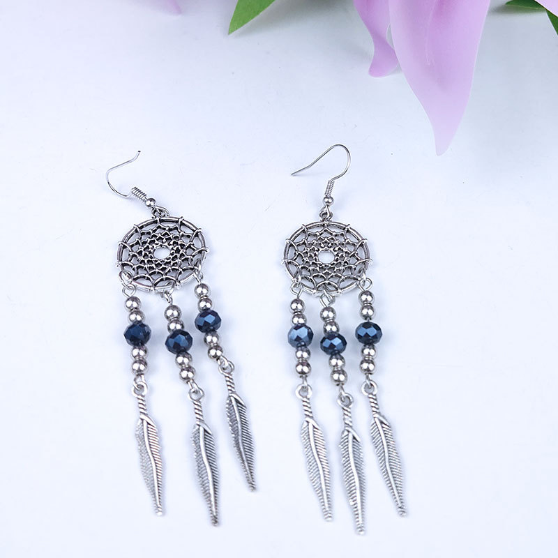 Vintage turquoise earrings with silver fringe