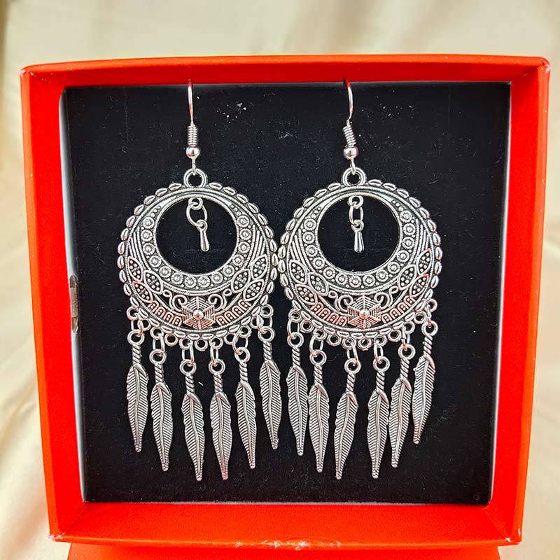 Vintage turquoise earrings with silver fringe