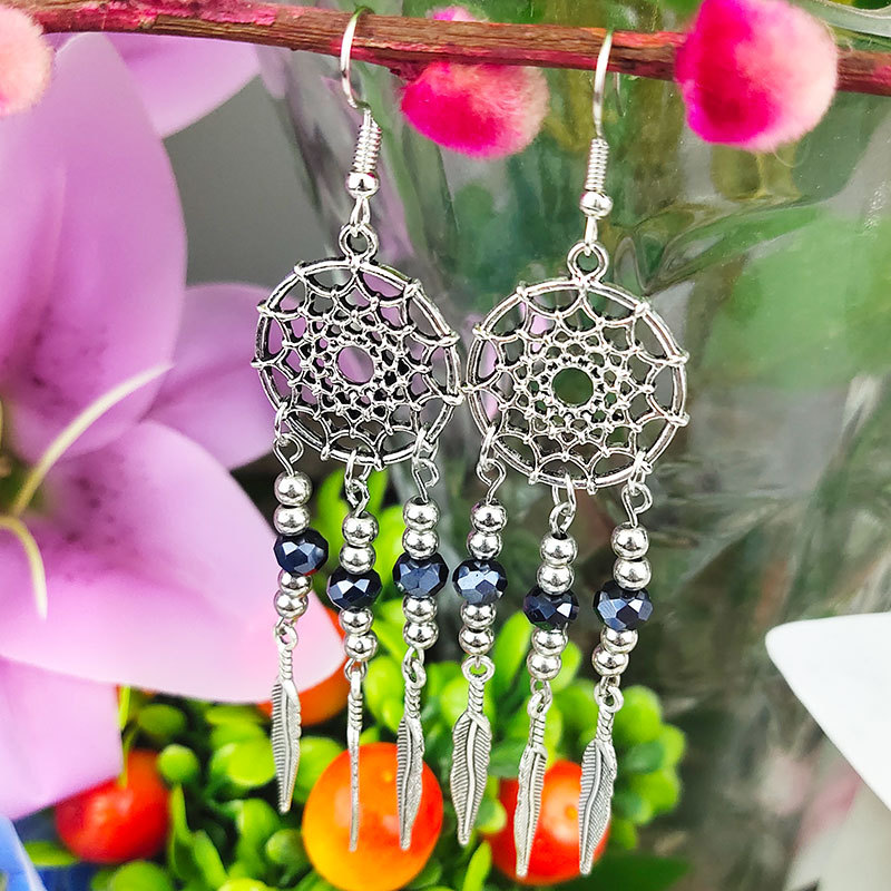 Vintage turquoise earrings with silver fringe