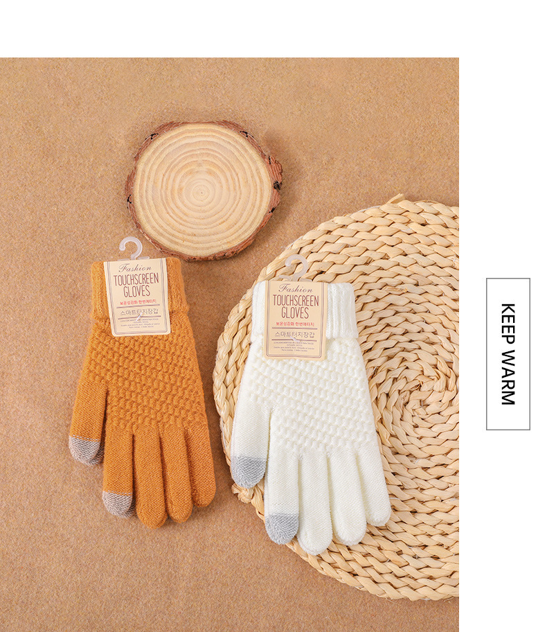 Winter knit and fleece jacquard touch screen gloves for women