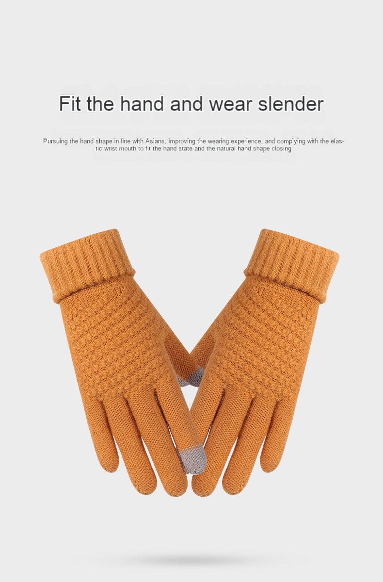 Winter knit and fleece jacquard touch screen gloves for women