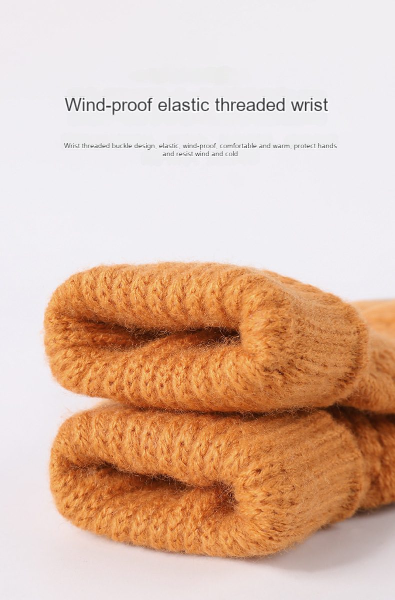 Winter knit and fleece jacquard touch screen gloves for women