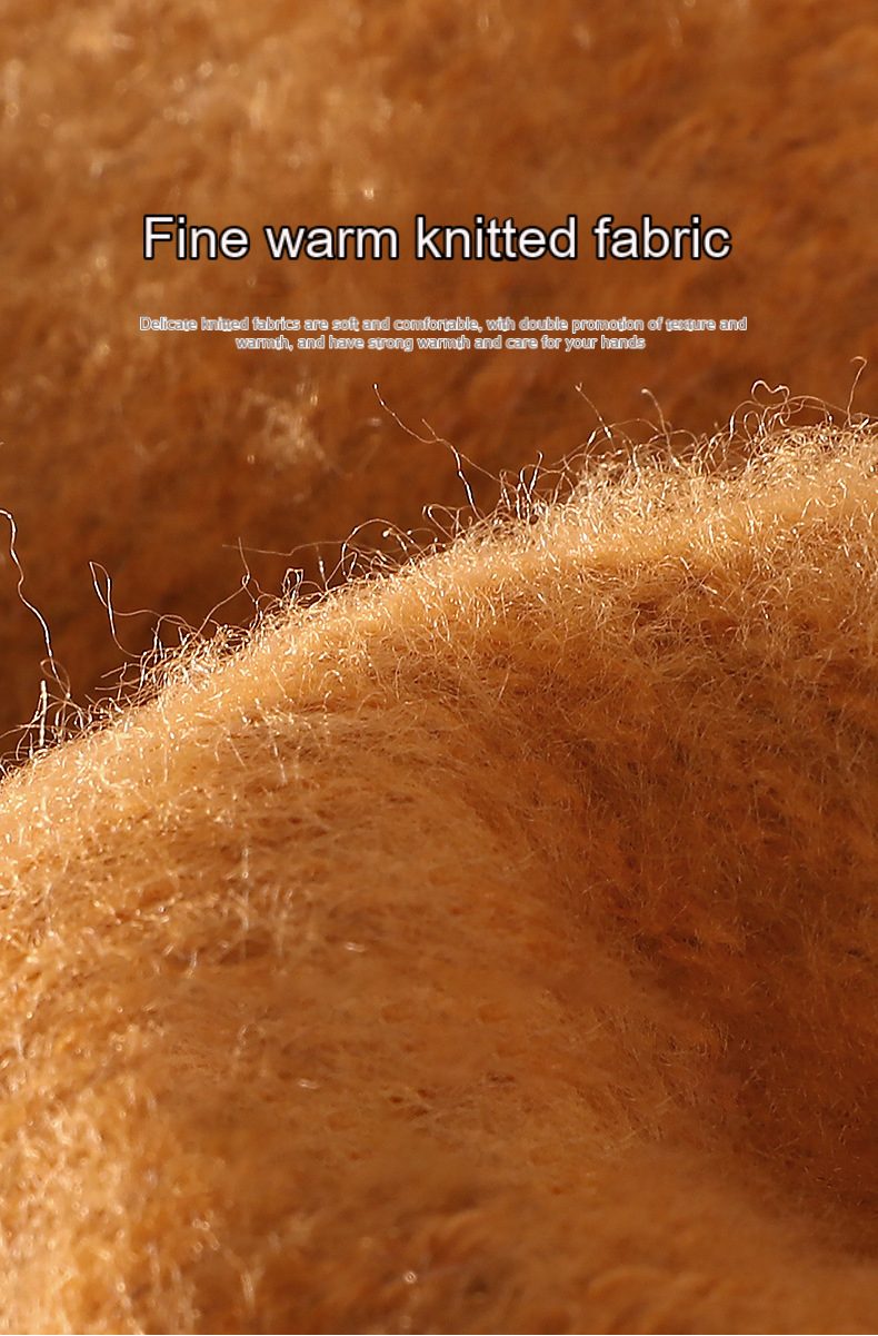 Winter knit and fleece jacquard touch screen gloves for women