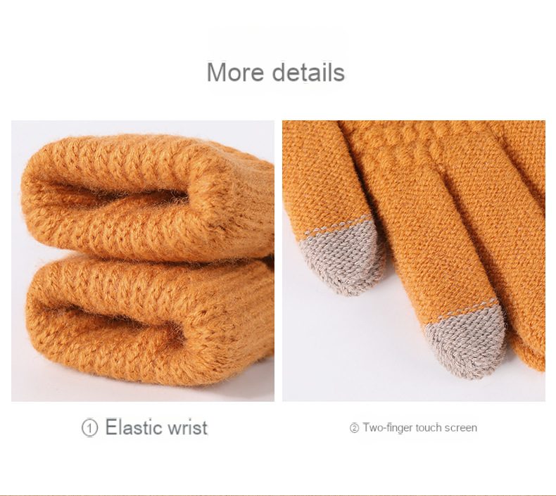 Winter knit and fleece jacquard touch screen gloves for women