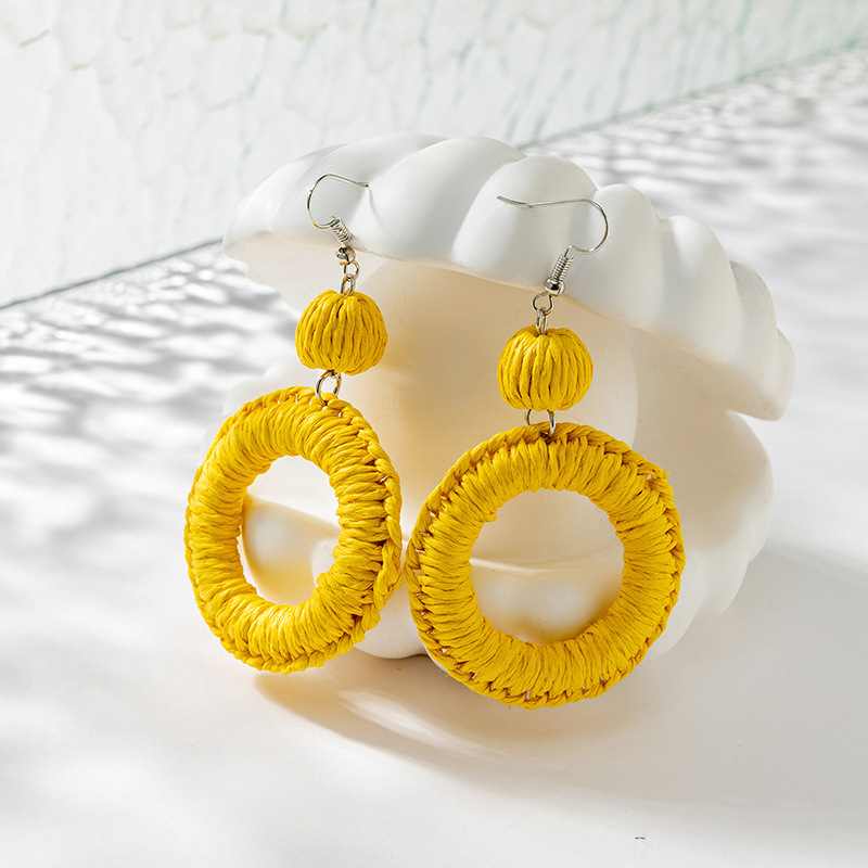 ins Holiday rattan Earrings for women Raffia woven earrings
