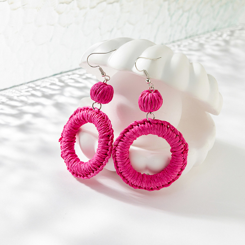 ins Holiday rattan Earrings for women Raffia woven earrings