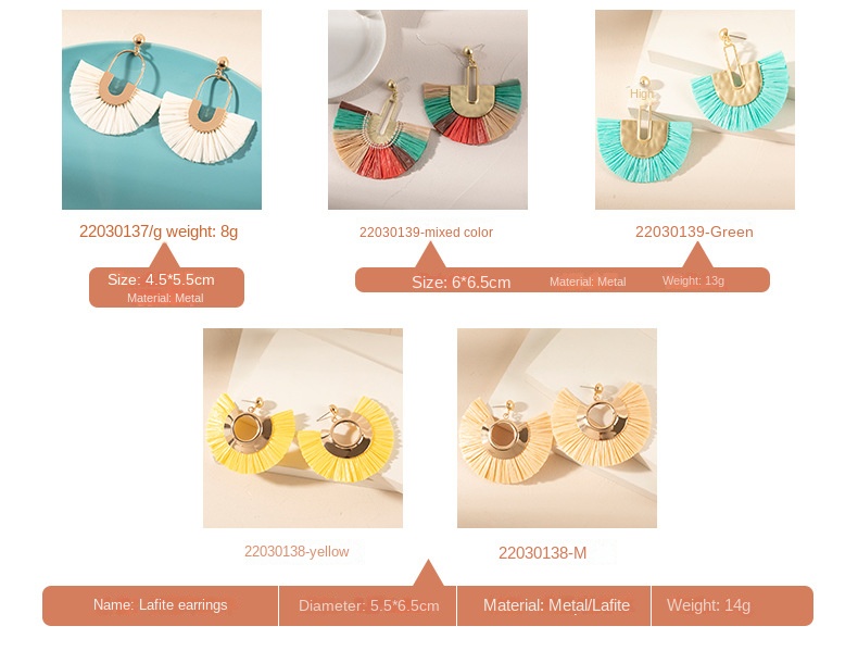 ins Holiday rattan Earrings for women Raffia woven earrings