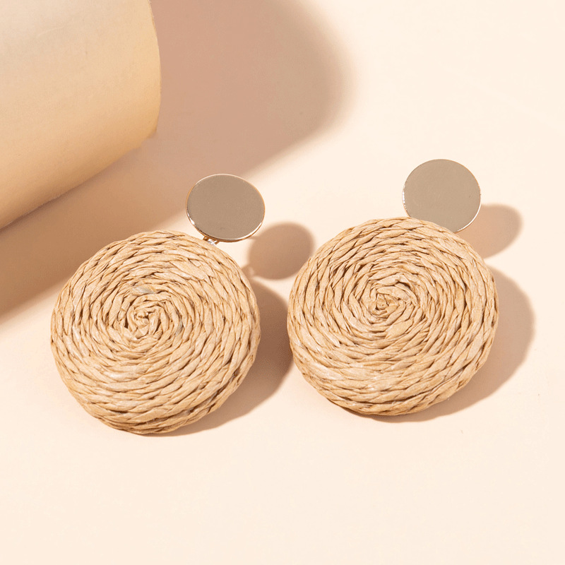 ins Holiday rattan Earrings for women Raffia woven earrings