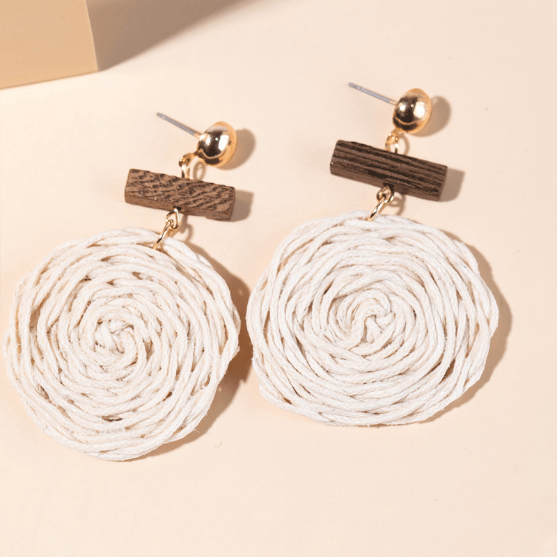 ins Holiday rattan Earrings for women Raffia woven earrings