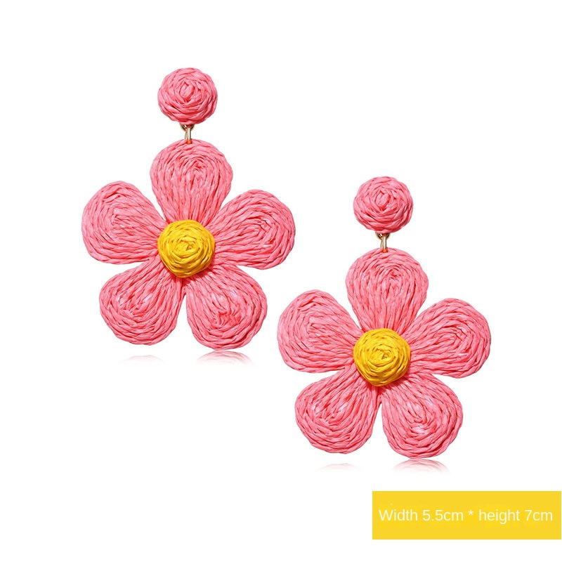 ins Holiday rattan Earrings for women Raffia woven earrings