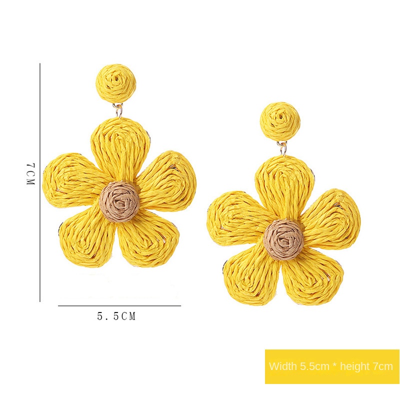 ins Holiday rattan Earrings for women Raffia woven earrings