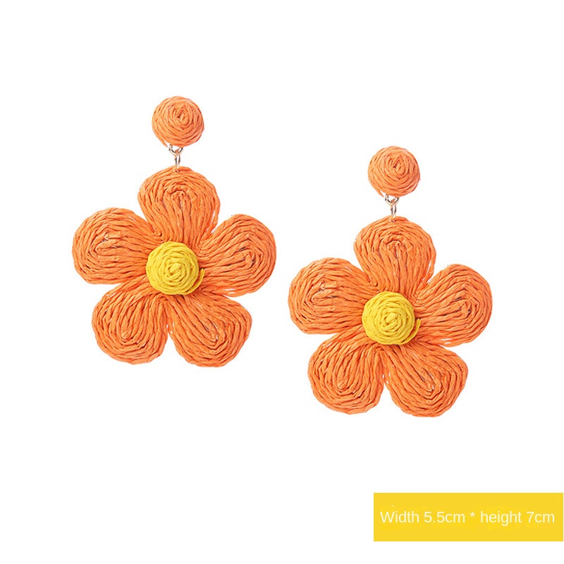ins Holiday rattan Earrings for women Raffia woven earrings