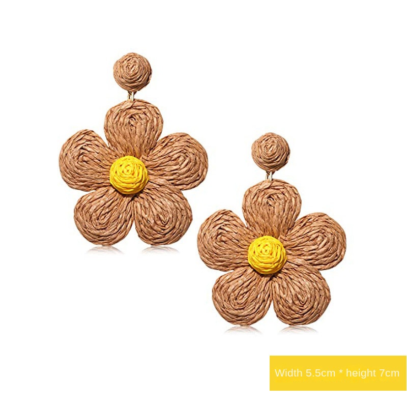 ins Holiday rattan Earrings for women Raffia woven earrings