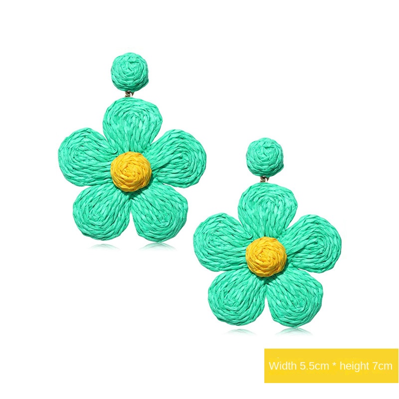 ins Holiday rattan Earrings for women Raffia woven earrings