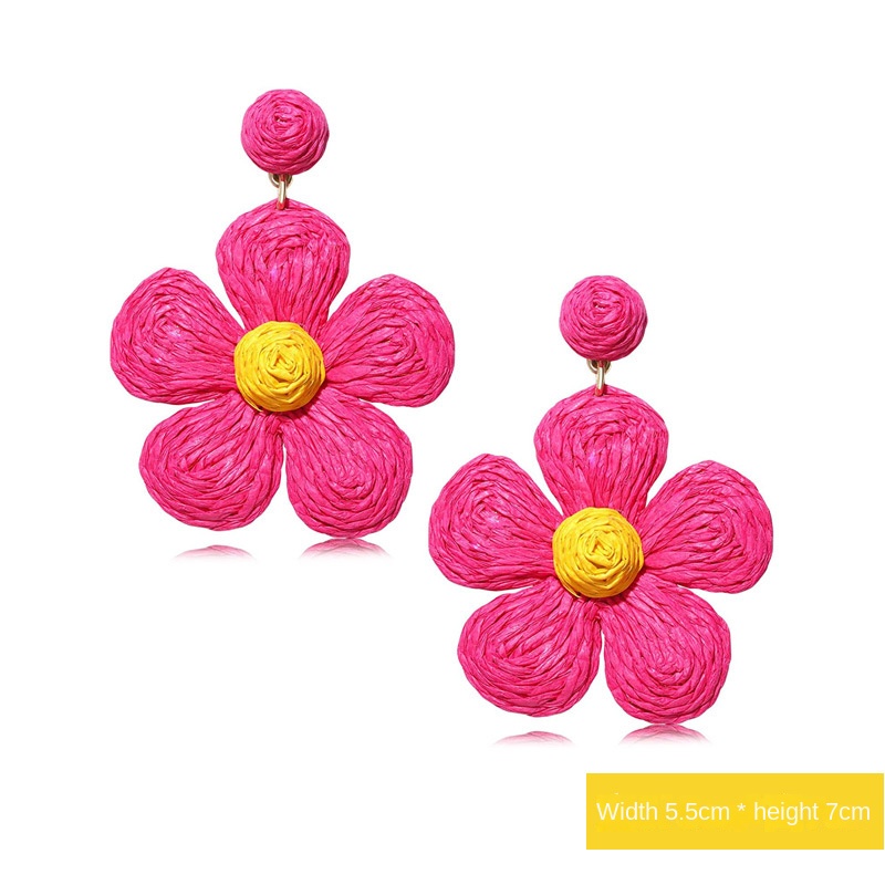 ins Holiday rattan Earrings for women Raffia woven earrings