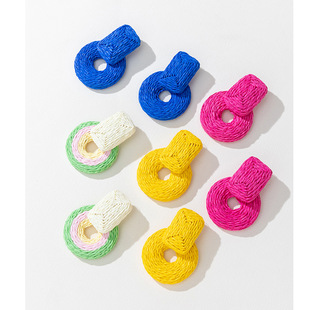 ins Holiday rattan Earrings for women Raffia woven earrings