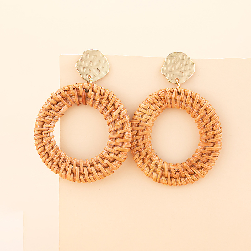 ins Holiday rattan Earrings for women Raffia woven earrings