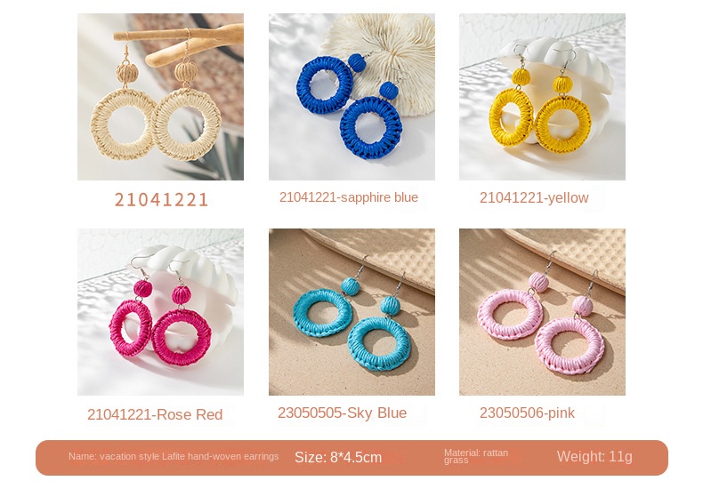 ins Holiday rattan Earrings for women Raffia woven earrings