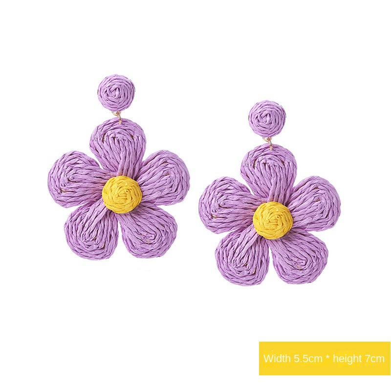 ins Holiday rattan Earrings for women Raffia woven earrings