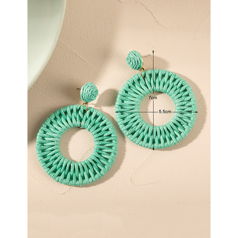 ins Holiday rattan Earrings for women Raffia woven earrings