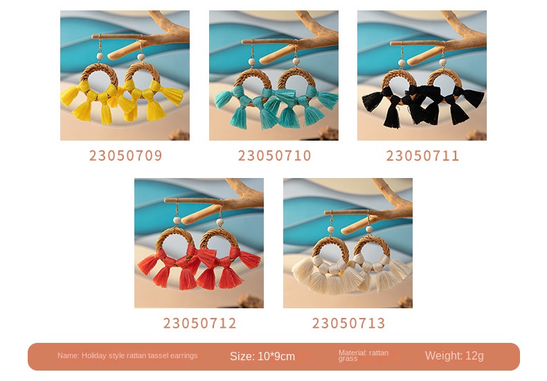 ins Holiday rattan Earrings for women Raffia woven earrings