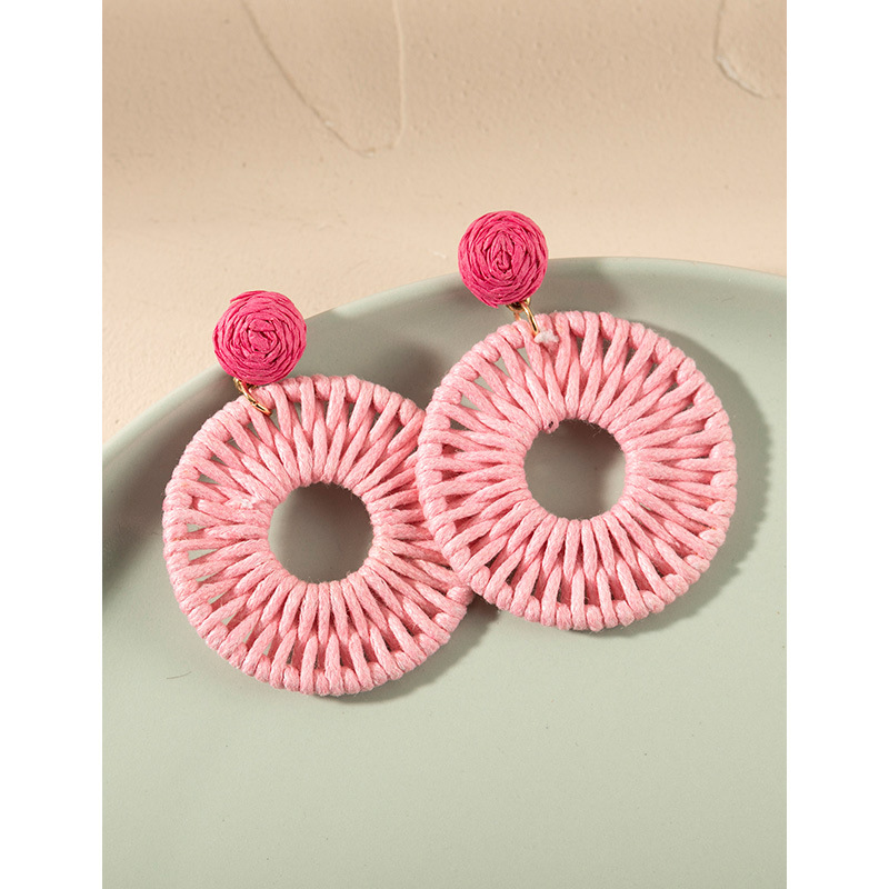 ins Holiday rattan Earrings for women Raffia woven earrings