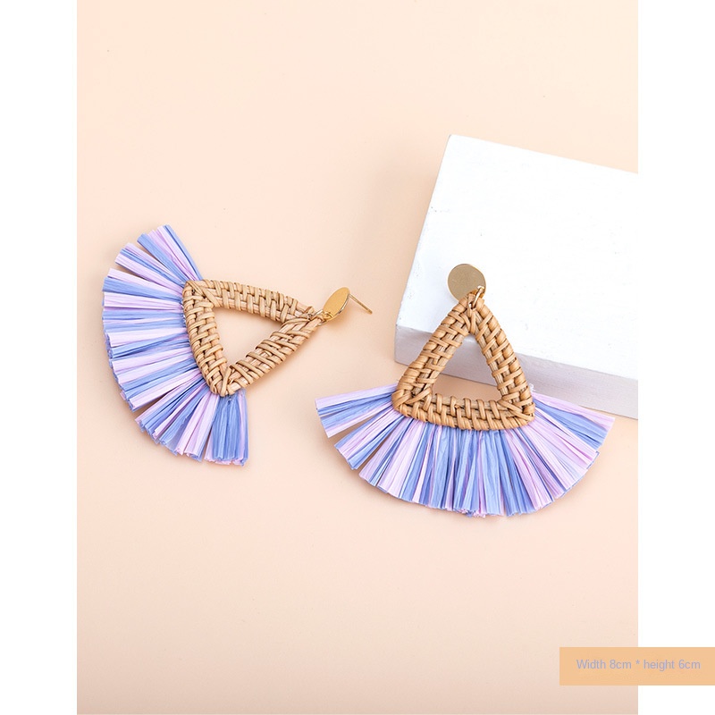 ins Holiday rattan Earrings for women Raffia woven earrings