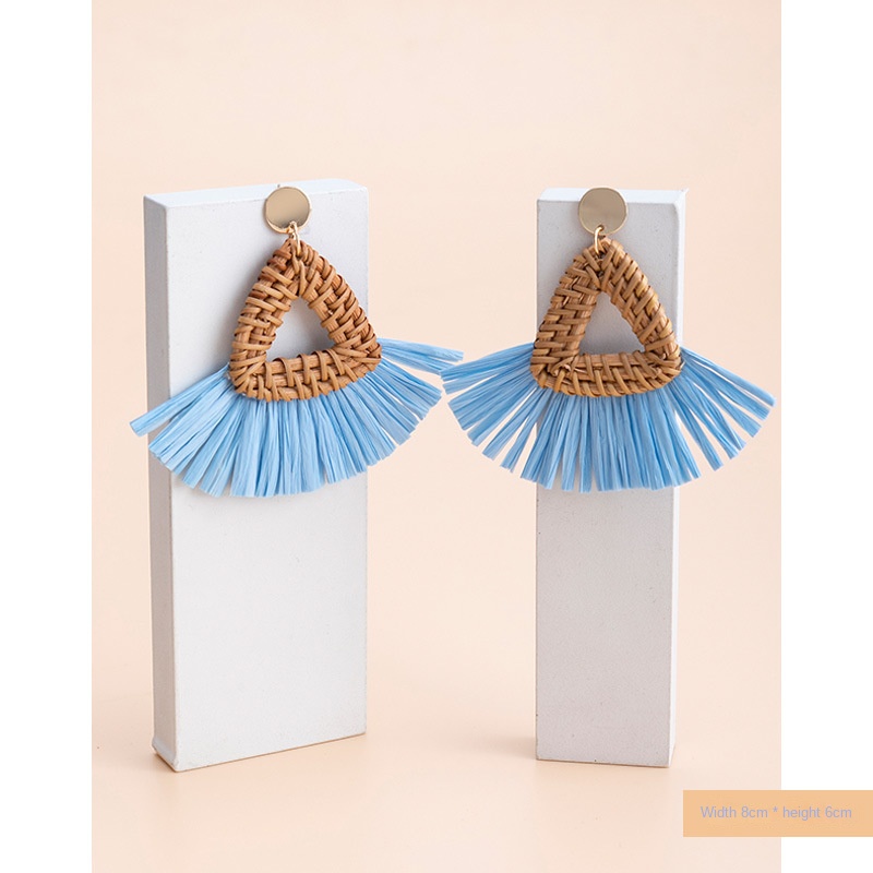 ins Holiday rattan Earrings for women Raffia woven earrings