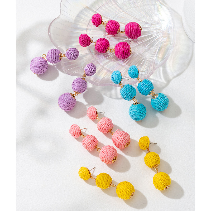 ins Holiday rattan Earrings for women Raffia woven earrings