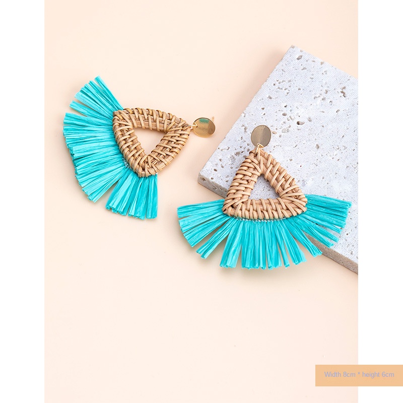ins Holiday rattan Earrings for women Raffia woven earrings